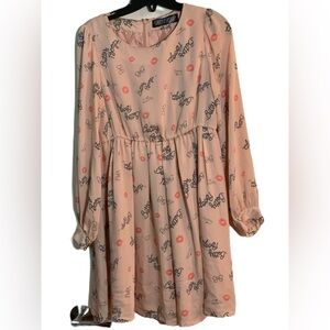 Betty Boop Peach/ Pink Dress. Lined Dress. Button sleeves. Back Zipper